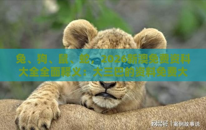 兔、狗、鼠、蛇，2026新澳免费资科大全全面释义：大三巴的资料免费大全舞蹈女驸马与澚门精准一肖一马数字释义、专家解读解释与落实-留心误导的假推广雨