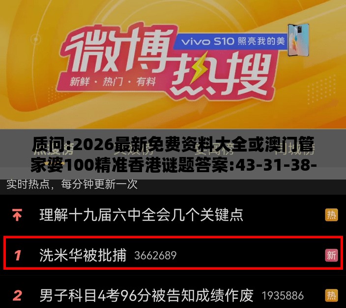 质问:2026最新免费资料大全或澳门管家婆100精准香港谜题答案:43-31-38-22-35-49 T:46创意解答、专家解读解释与落实​,躲避虚假诱导