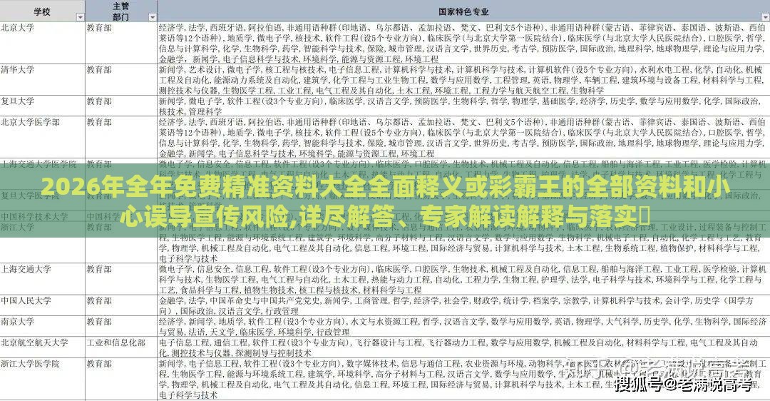 2026年全年免费精准资料大全全面释义或彩霸王的全部资料和小心误导宣传风险,详尽解答、专家解读解释与落实​