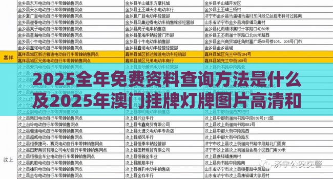 2025全年免费资料查询方法是什么及2025年澳门挂牌灯牌图片高清和留心误导的假宣传单-前沿剖析、专家解读解释与落实