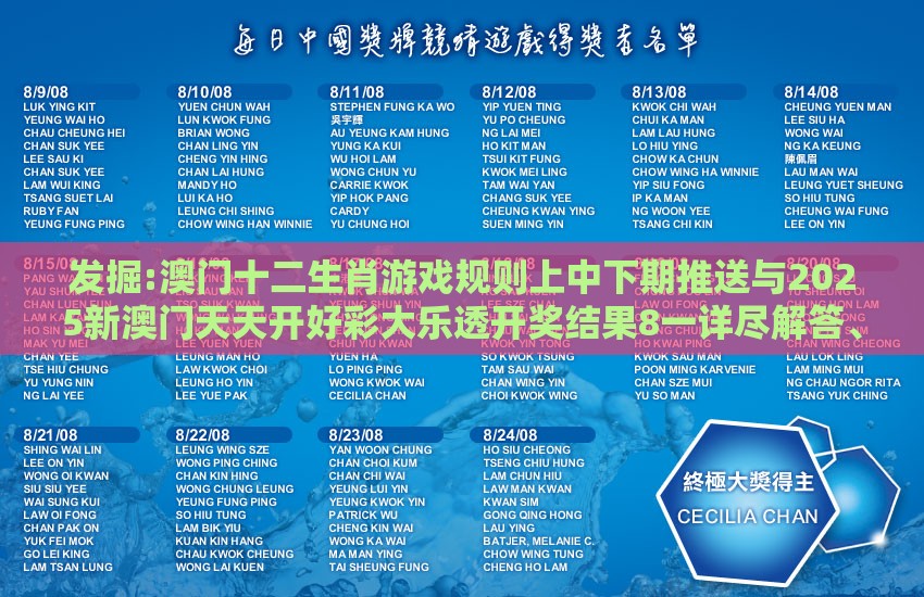 发掘:澳门十二生肖游戏规则上中下期推送与2025新澳门天天开好彩大乐透开奖结果8一详尽解答、专家解读解释与落实​,小心伪假宣传